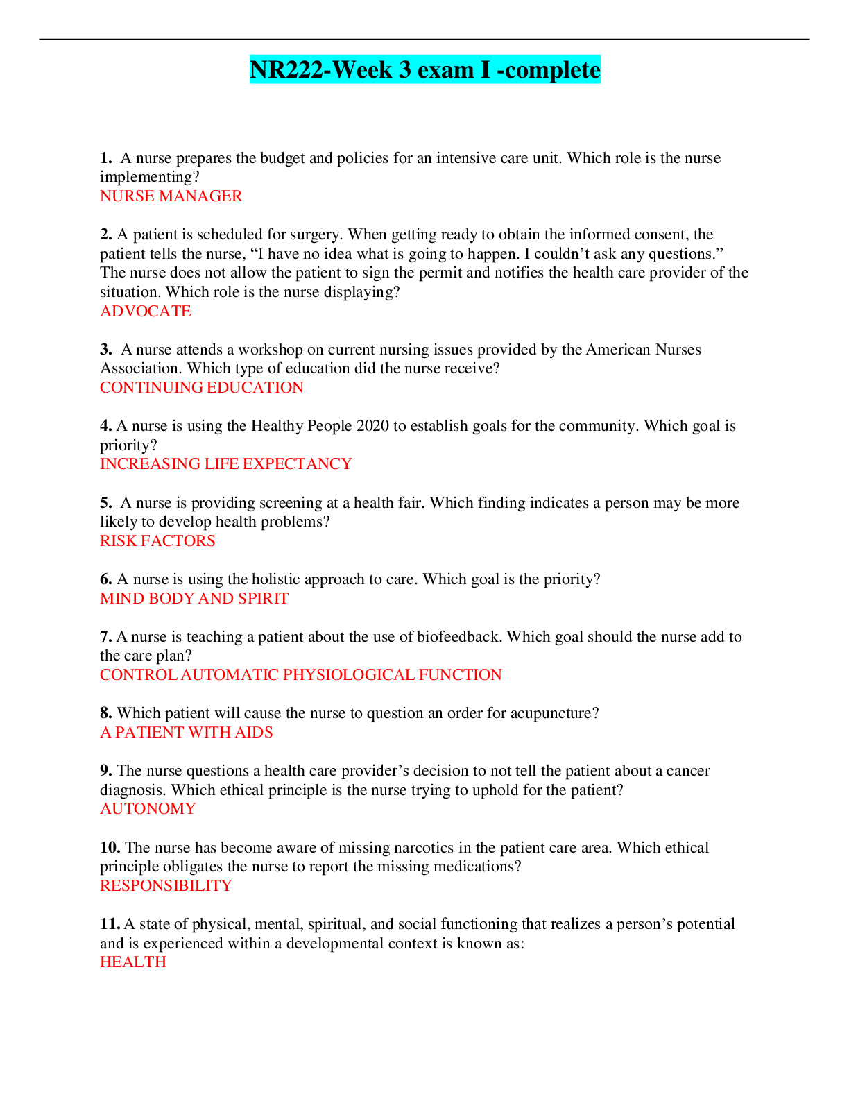 Preview image of NR222 week 3 exam 1 -complete.pdf document